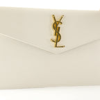 Uptown Clutch, Saint Laurent Clutch, textured leather pouch, ivory envelope clutch, luxury accessory