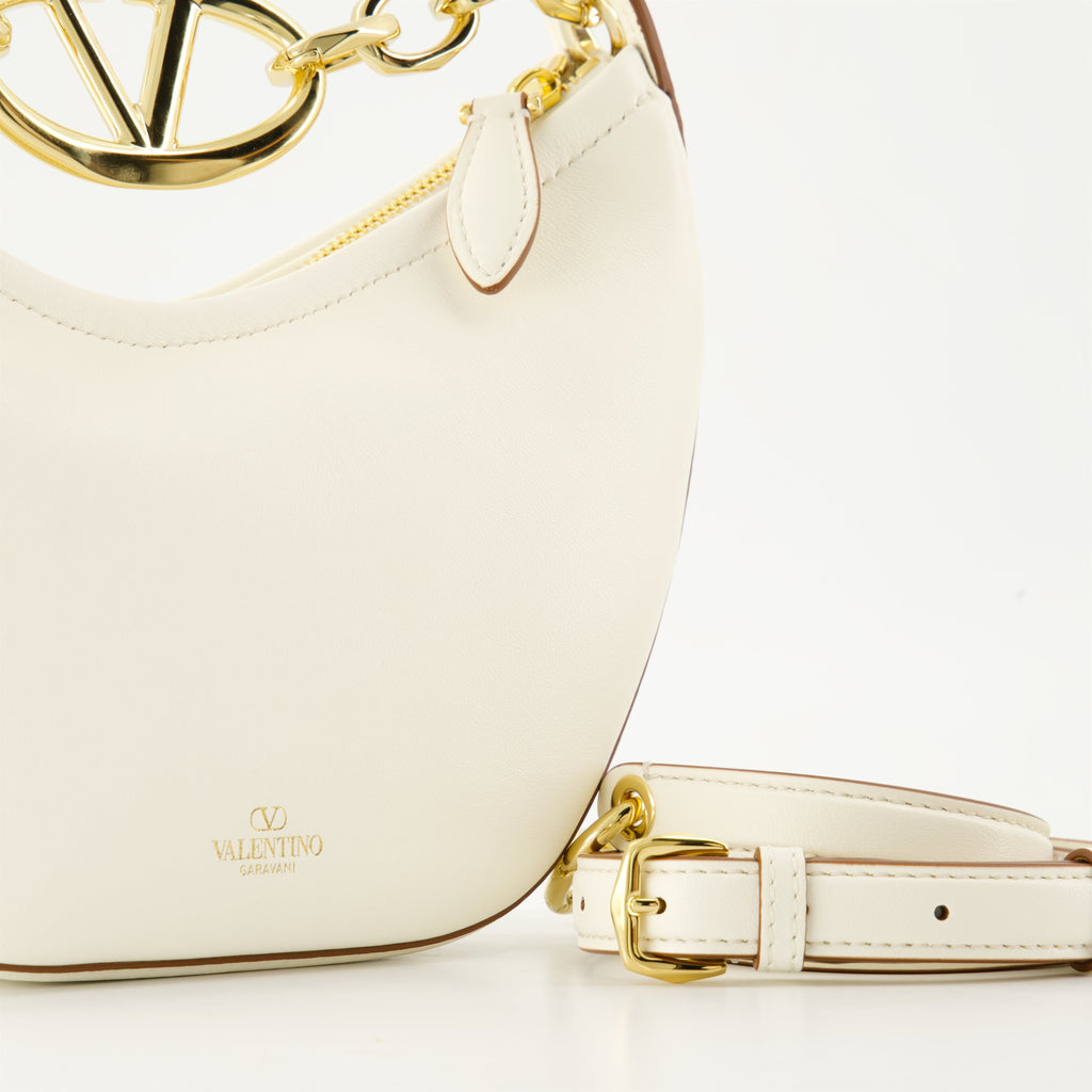 VLogo Moon Hobo Bag, Valentino Garavani Bag, White Leather Hobo, Designer Handbags, Luxury Accessories