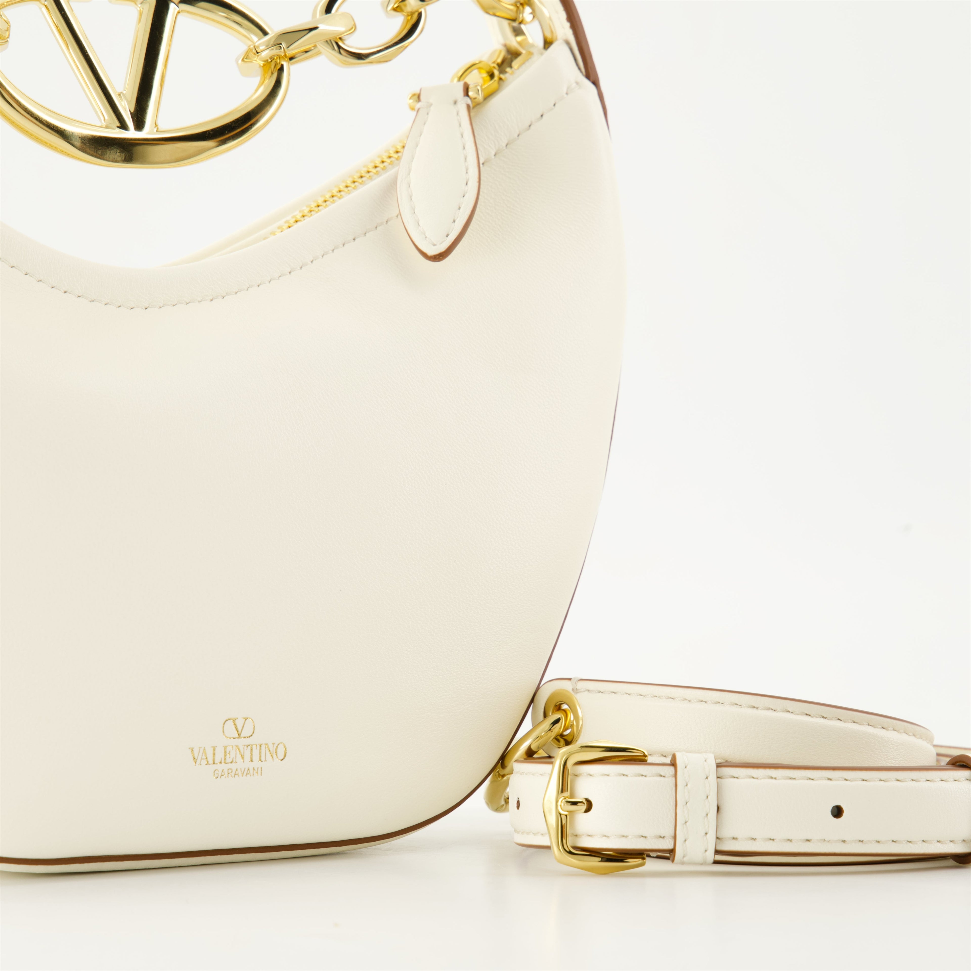 VLogo Moon Hobo Bag, Valentino Garavani Bag, White Leather Hobo, Designer Handbags, Luxury Accessories