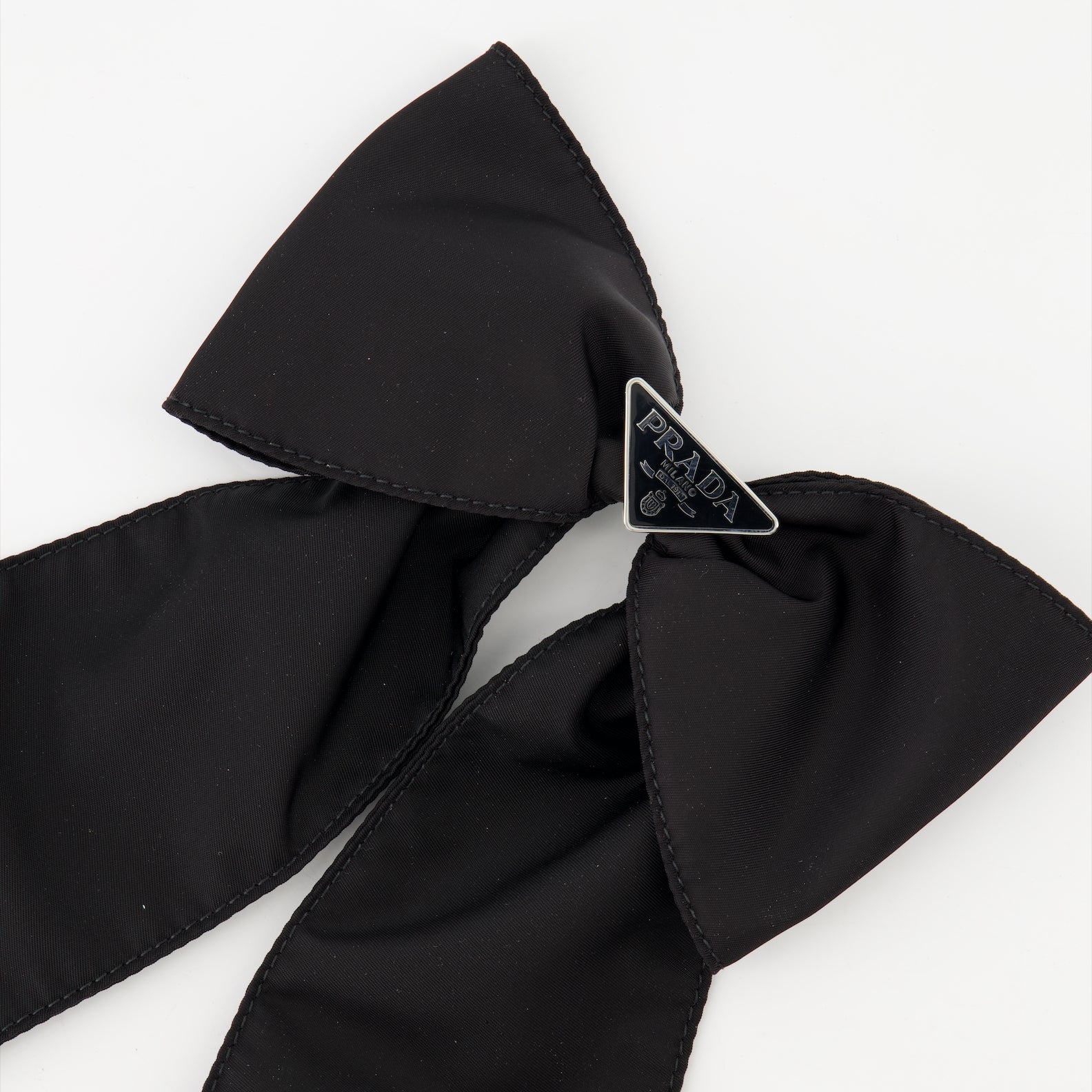 Luxury hair accessories, Prada Re-Nylon, Spring-Summer 2024, sustainable fashion, black hair bow