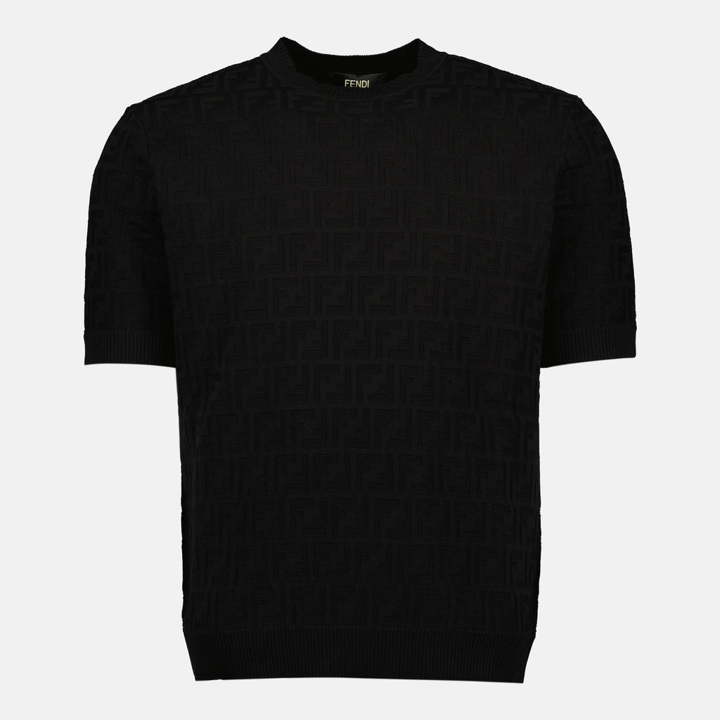 남성을 위한 펜디 FF 블랙 티셔츠 이미지 - 시즌 봄-여름 2026 - 정면 보기