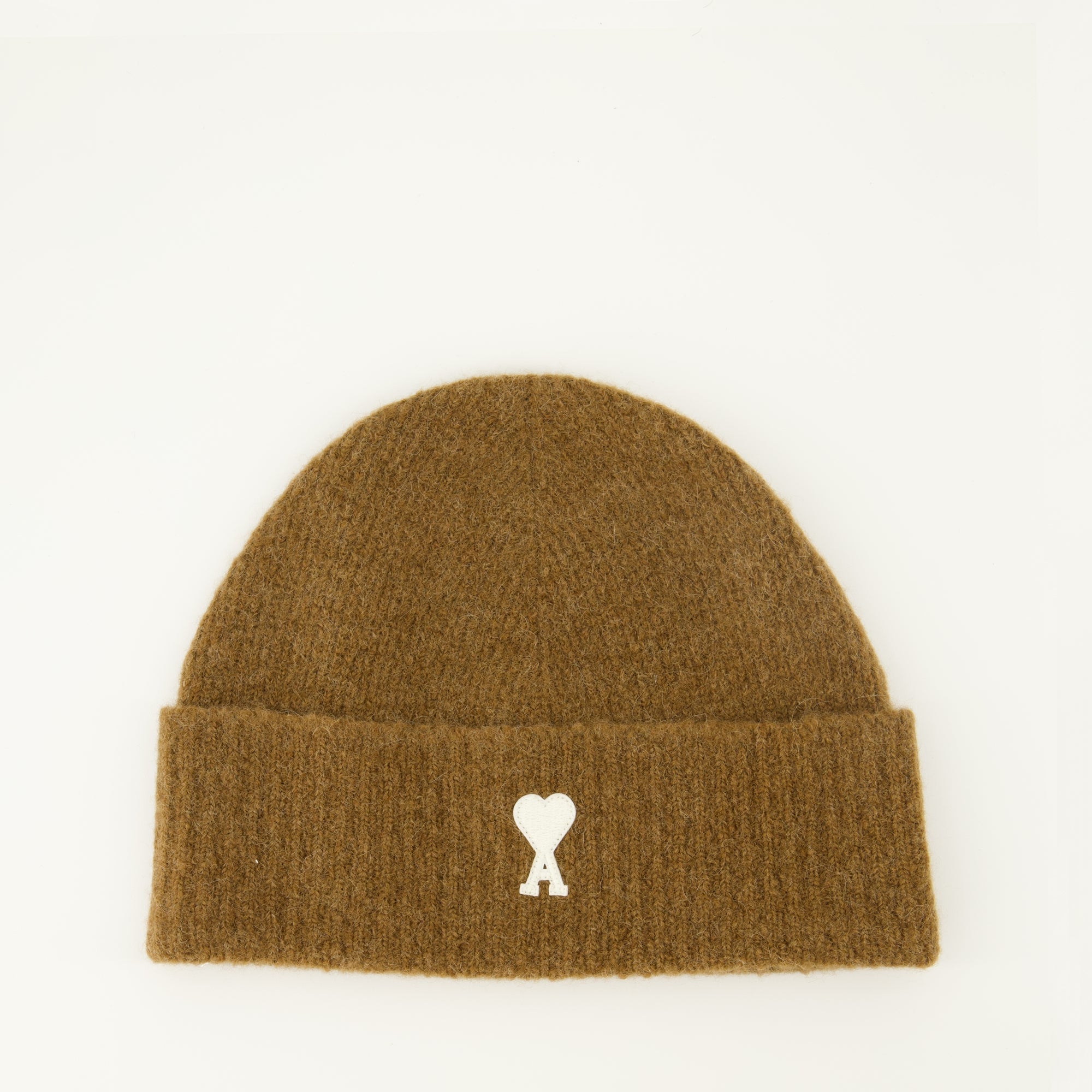 Ami de coeur beanie, brown knit beanie, luxury accessories, cold weather beanie, AMI Paris
