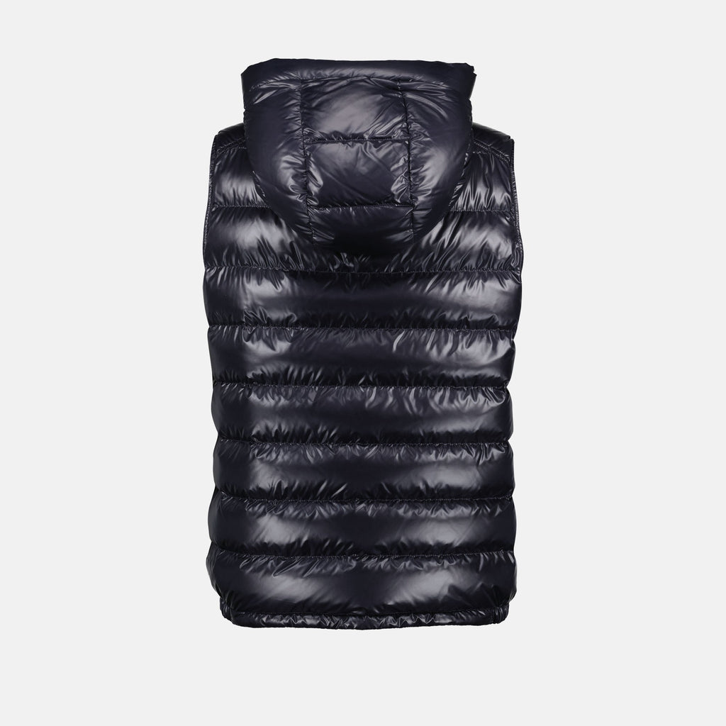 Image d'une doudoune sans manches bleu marine par Moncler pour hommes - Saison Automne-Hiver 2024 - Détail Vue 2