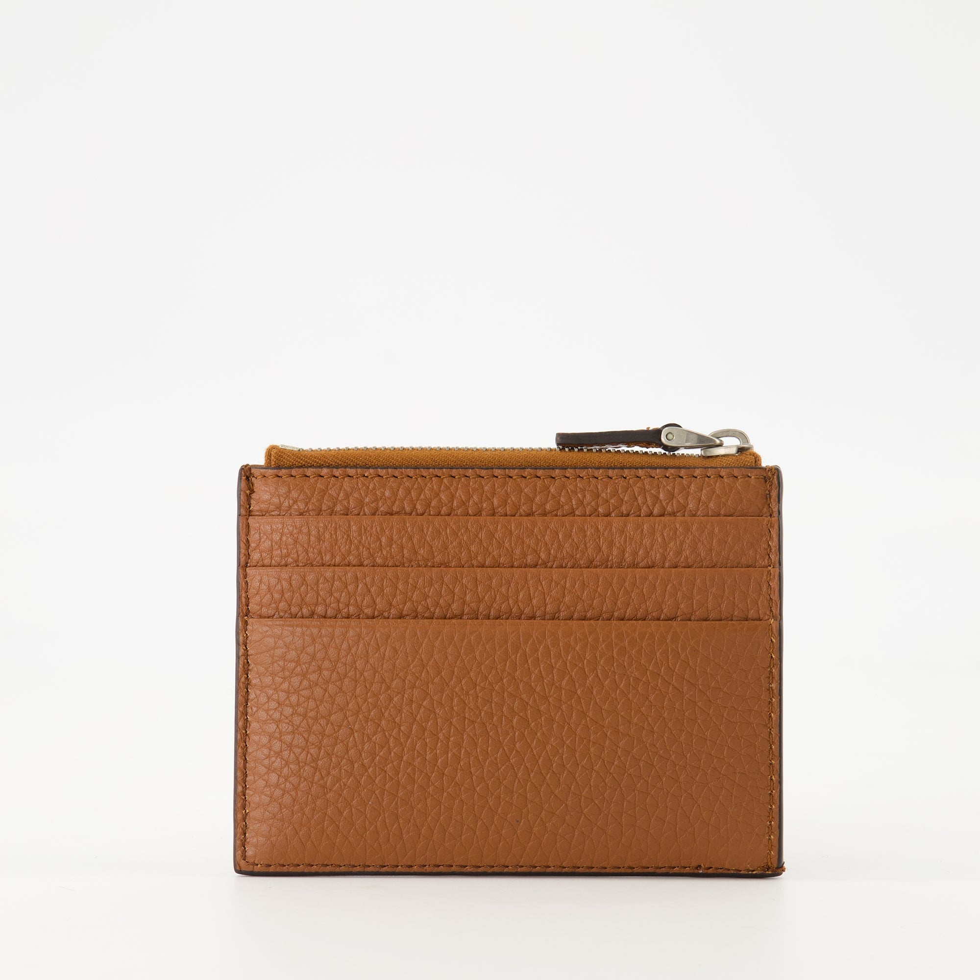 Rockstud Wallet, Valentino Garavani, brown leather wallet, grained calfskin wallet, zip closure wallet