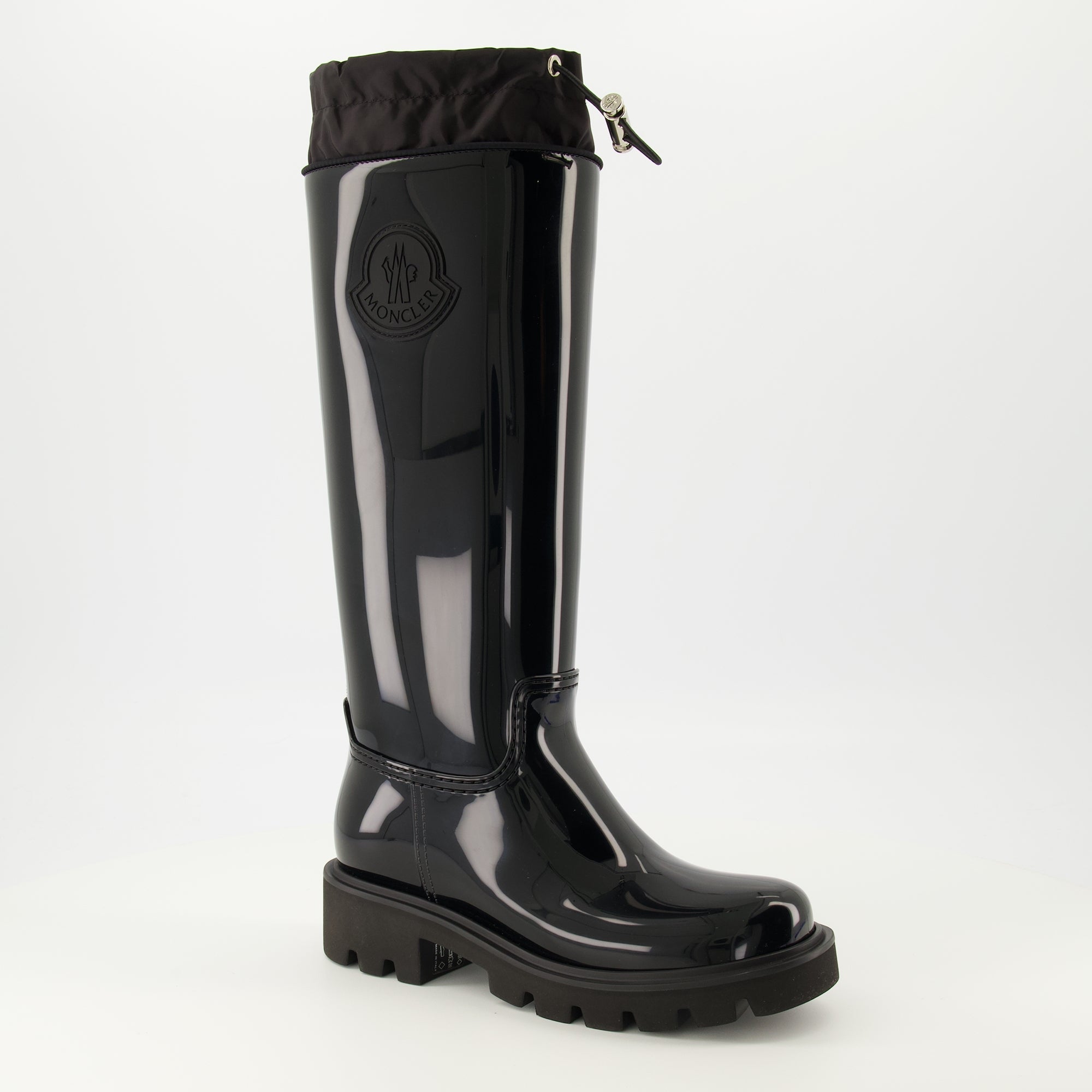 Image of Kickstream Black Rain Boots by Moncler for Women - Season Spring-Summer 2026 - Front Right Three-Quarter View