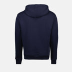 Image of Navy Blue Hooded Sweatshirt by Ami PARIS for Unisex - Season Spring-Summer 2025 - Detail View 2