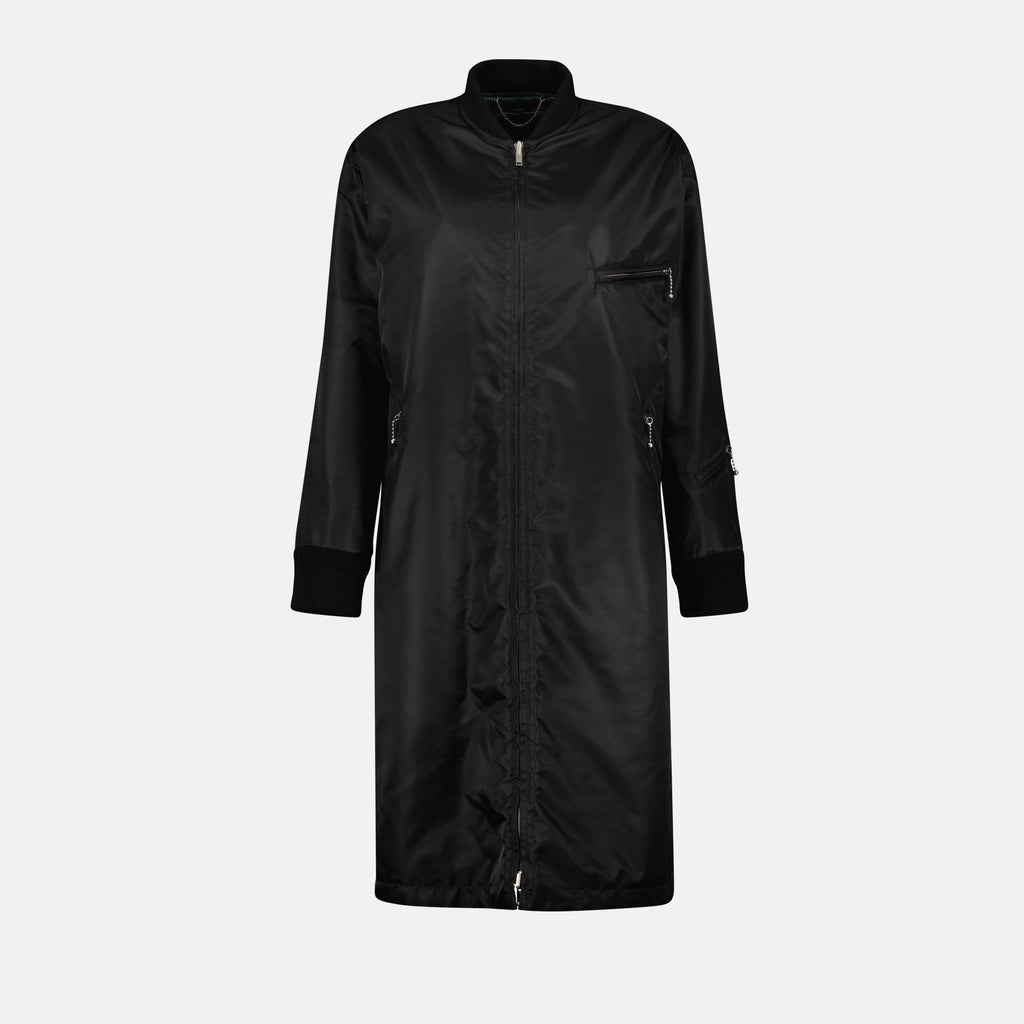 Image d'une veste bomber réversible verte et noire de Mm6 pour femmes - Saison Automne-Hiver 2024 - Vue de détail 2