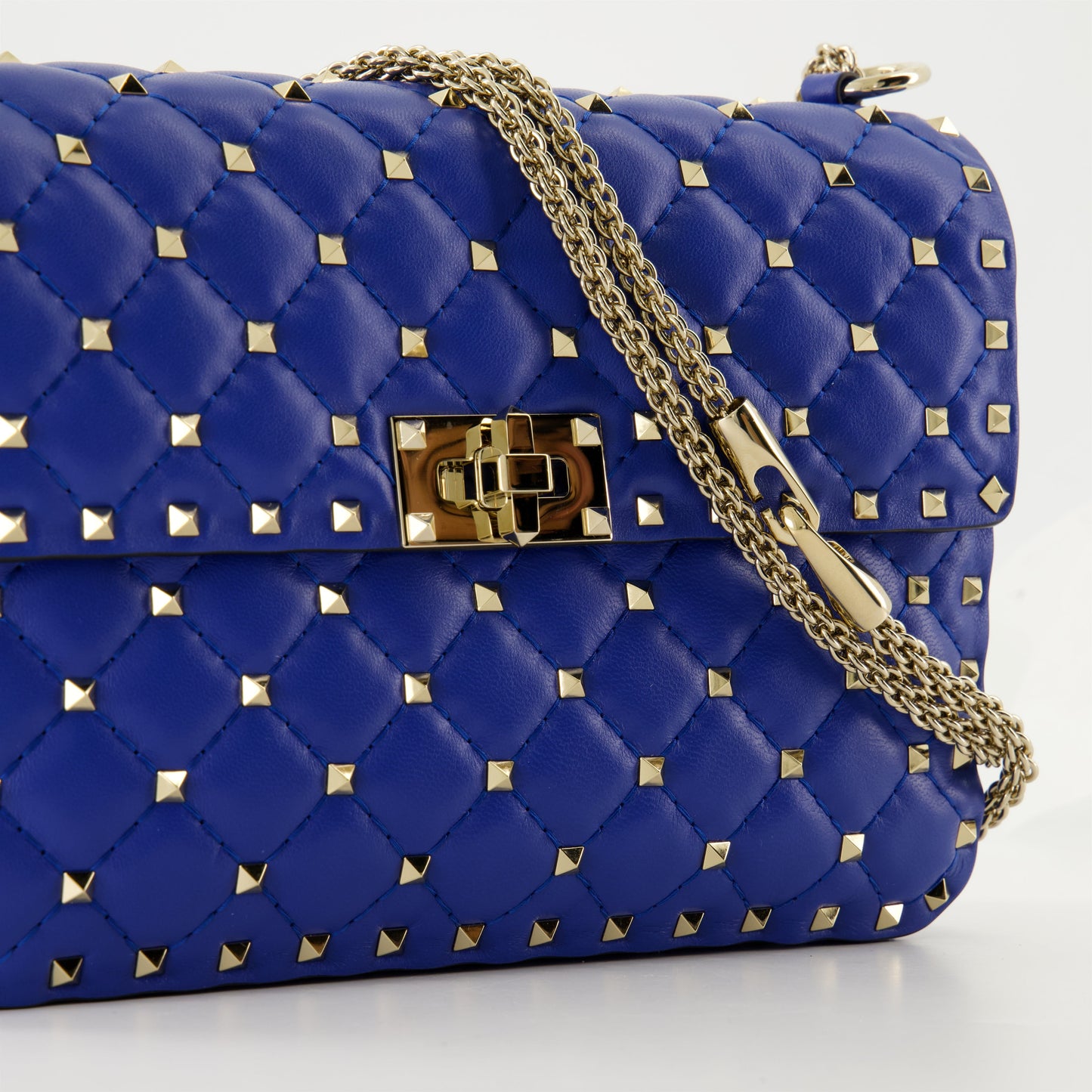 Rockstud Spike bag, blue nappa leather bag, Valentino Garavani, quilted designer handbag, luxury accessory