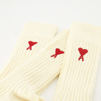 Ami socks, beige socks, heart logo socks, cotton socks, unisex socks