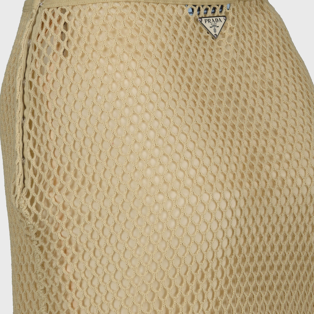 cotton midi skirt, Prada skirt, beige mesh skirt, luxury wear, spring summer collection