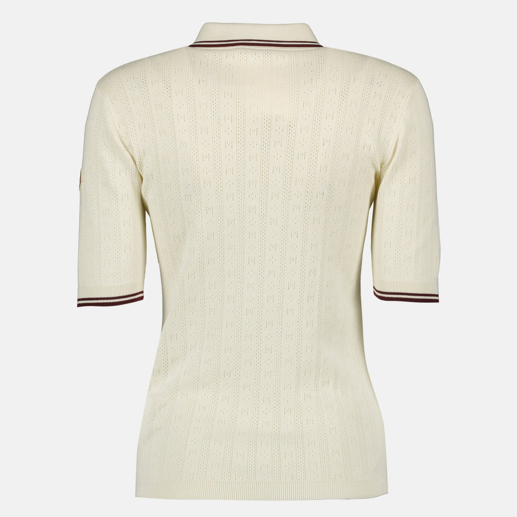 Polo in Cotone Beige con Motivo