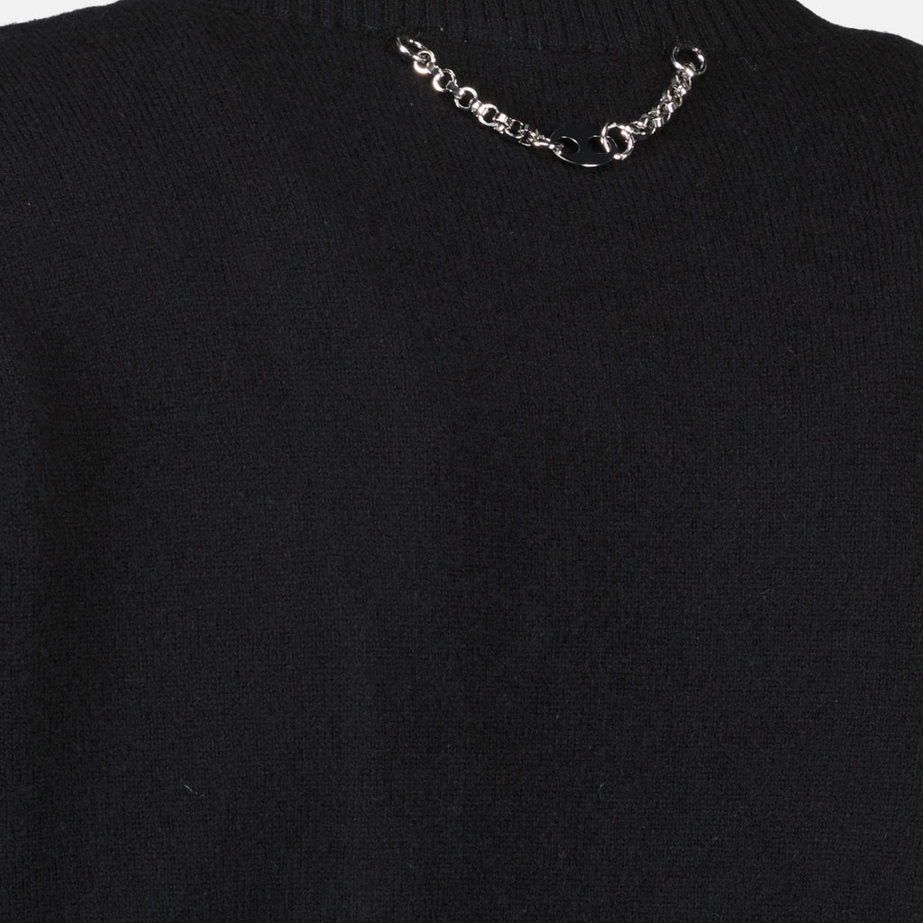 black wool sweater, Rabanne, Autumn-Winter 2025, women's sweater, cashmere blend
