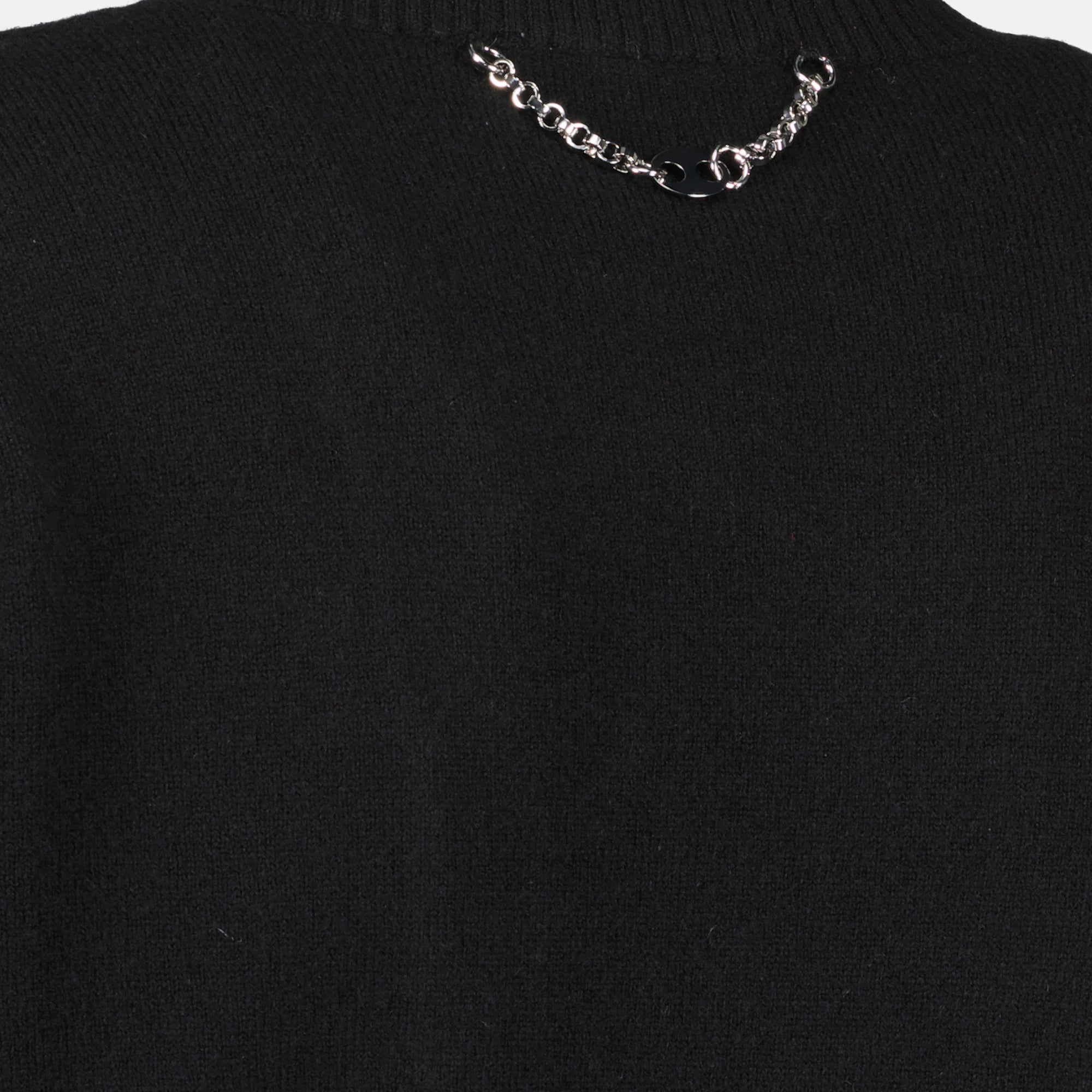 black wool sweater, Rabanne, Autumn-Winter 2025, women's sweater, cashmere blend