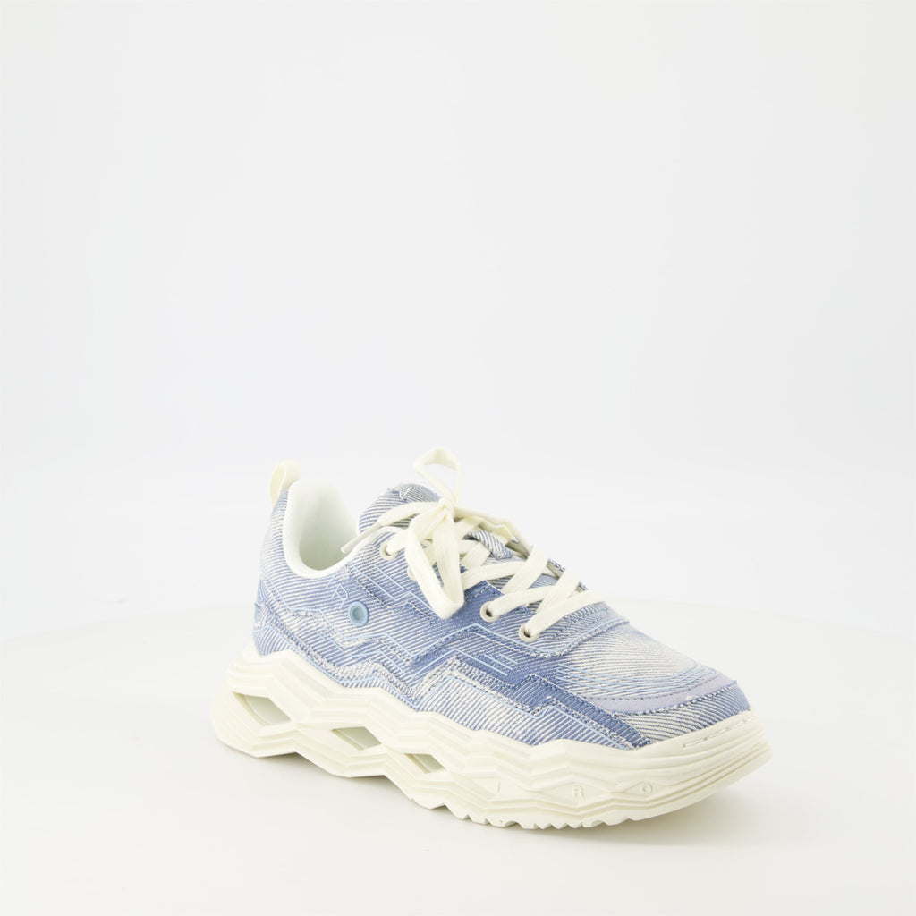 denim sneakers, Iro Wave, chunky sole shoes, casual sneakers, blue denim footwear