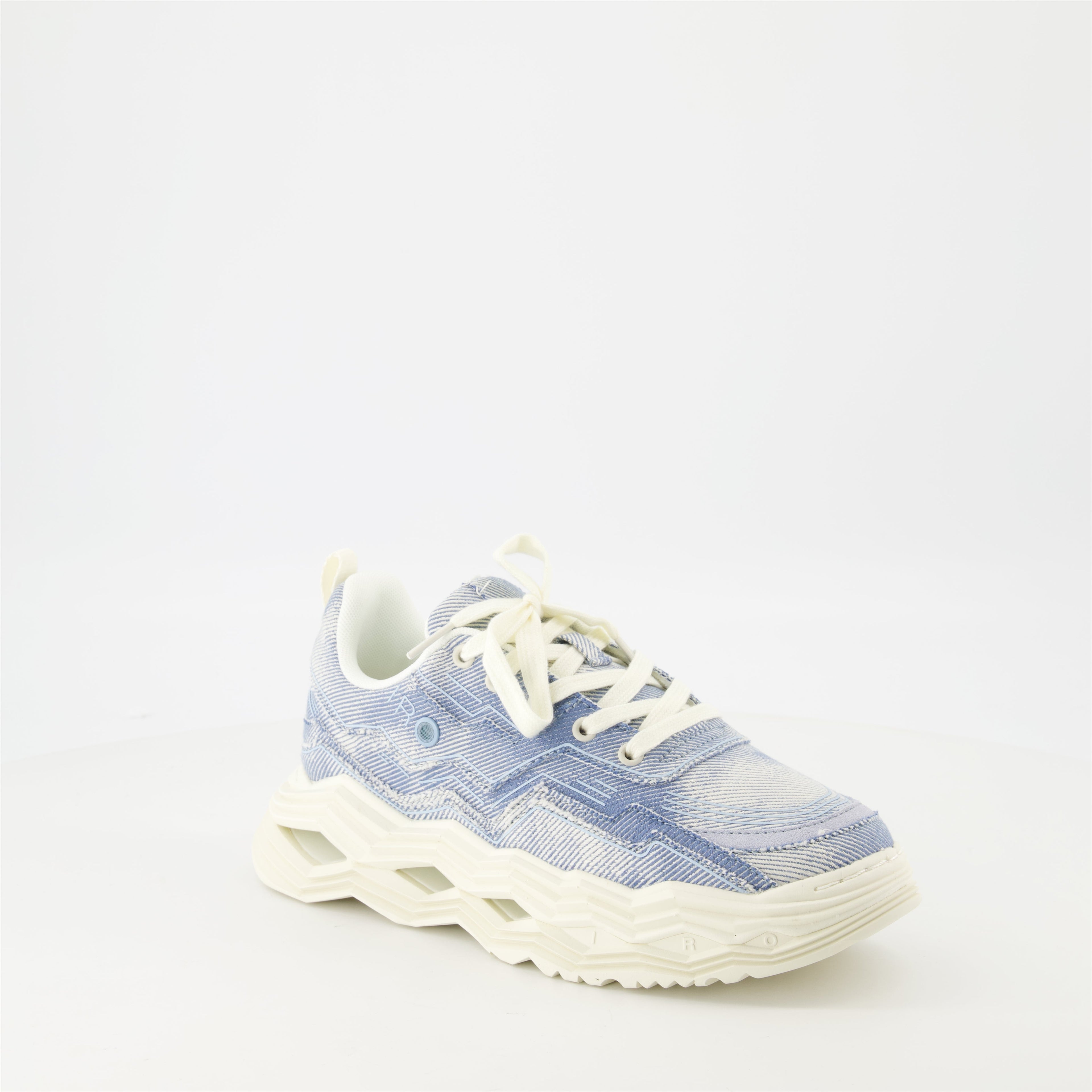 denim sneakers, Iro Wave, chunky sole shoes, casual sneakers, blue denim footwear