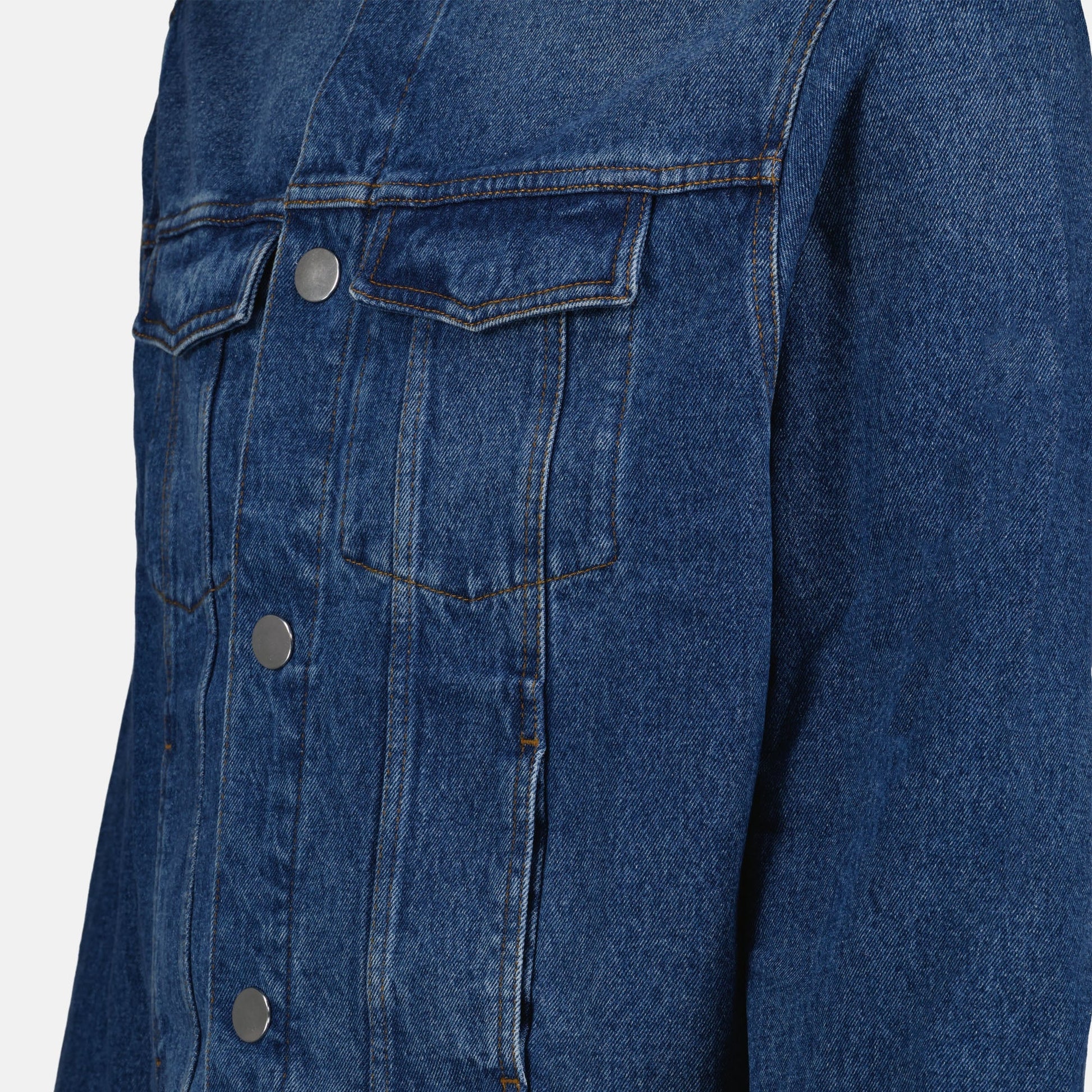 AMI Paris denim jacket, medium blue denim jacket, luxury men's denim jacket, Autumn-Winter 2024, classic denim jacket