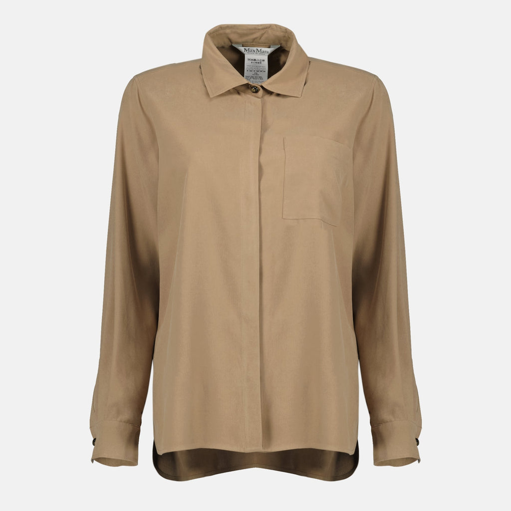 マックスマーラの女性用ブラウンシルクシャツの画像 - シーズン春夏2026 - 正面ビュー