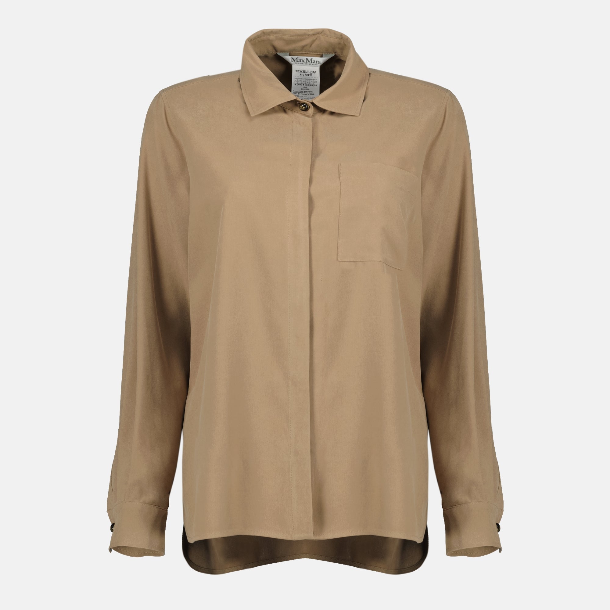 マックスマーラの女性用ブラウンシルクシャツの画像 - シーズン春夏2026 - 正面ビュー