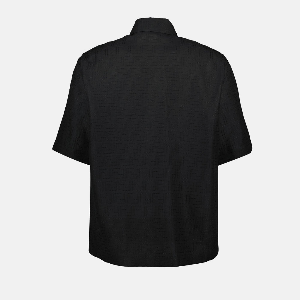 black linen shirt, Fendi, classic collar shirt, short sleeve shirt, men's fashion
