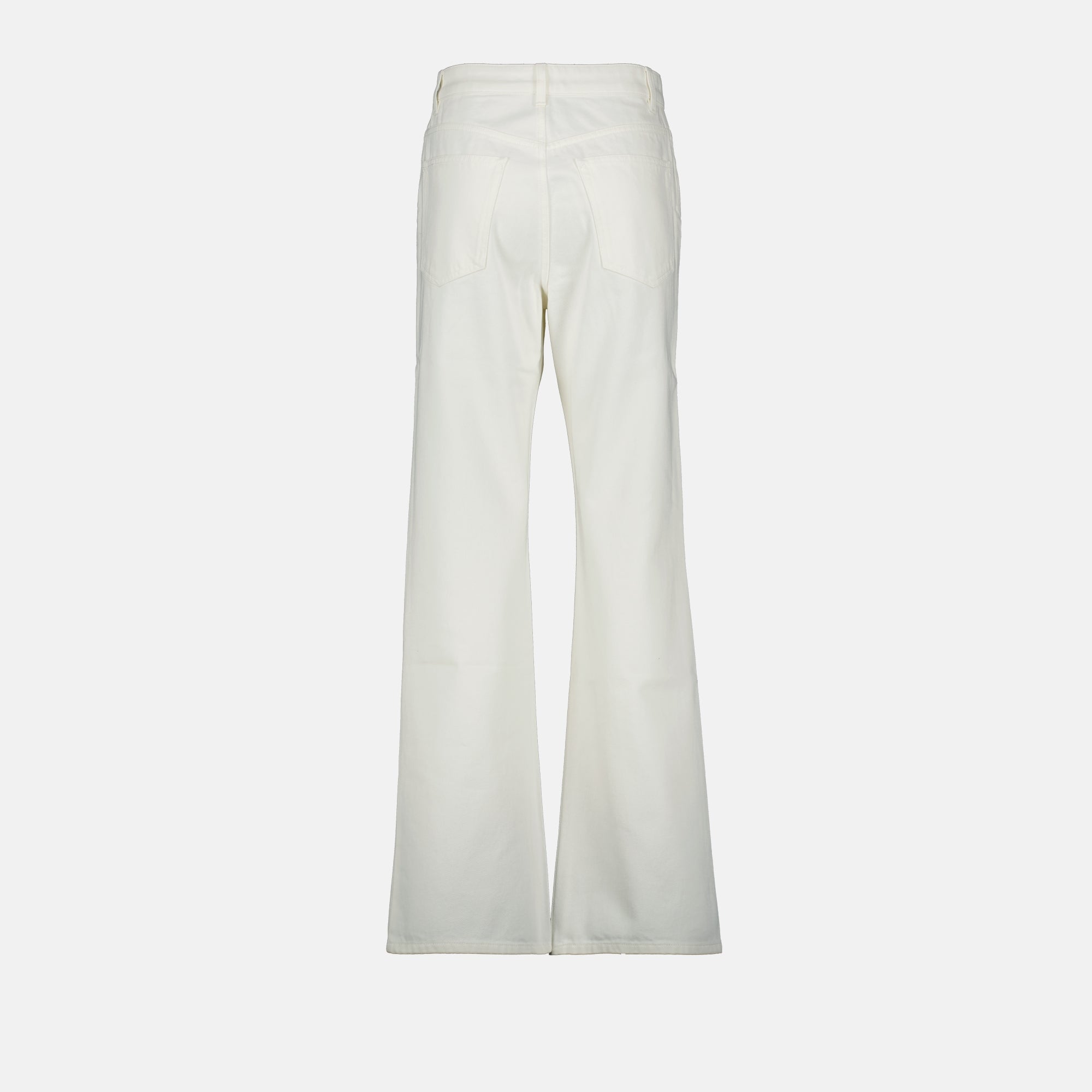 white jeans, straight cut jeans, Rabanne fashion, high-quality cotton denim, women's denim collection
