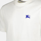 Image of White T-shirt with Embroidered Logo by Burberry for Men - Season Spring-Summer 2024 - Detail View 5