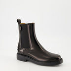 Imagen de botines de cuero negro de Tod's para mujeres - Temporada Otoño-Invierno 2025 - Vista tres cuartos frontal derecha