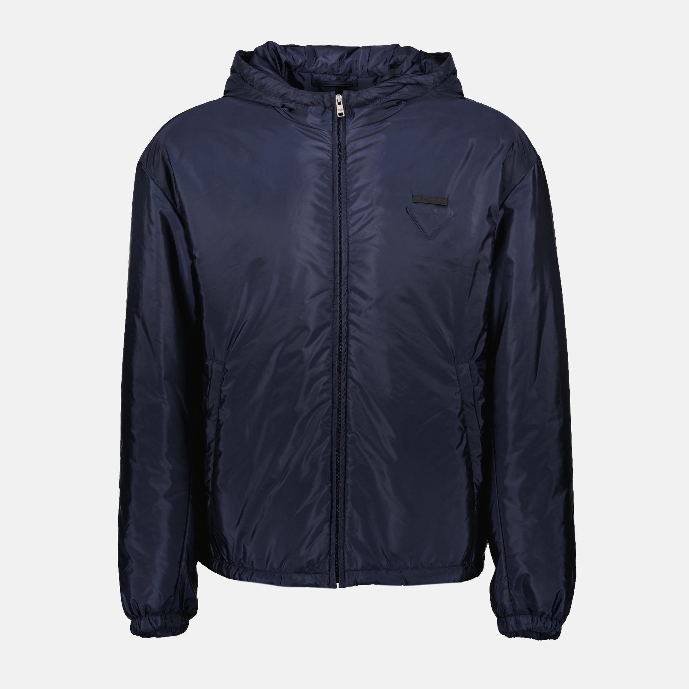 Prada jacket, Re-nylon outerwear, sustainable fashion, men's zip jacket, high collar jacket