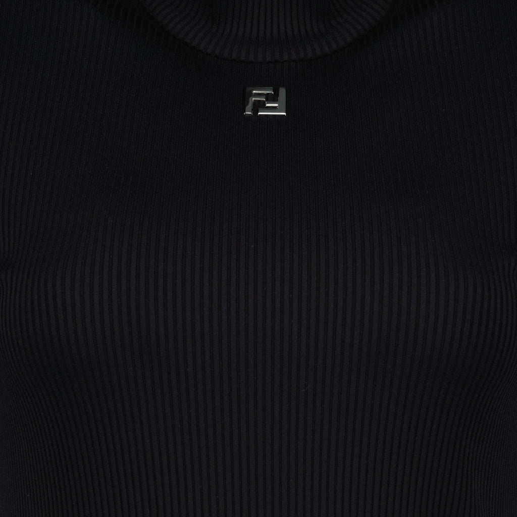 Fendi turtleneck sweater, black ribbed knit, luxury menswear, 2024 Spring-Summer, high-end fashion