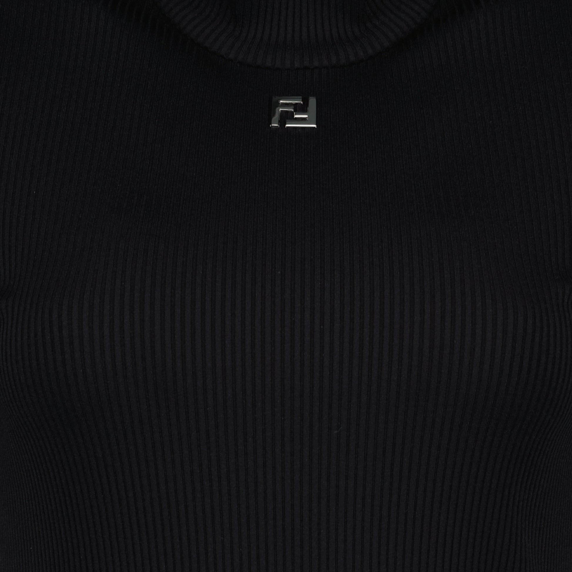 Fendi turtleneck sweater, black ribbed knit, luxury menswear, 2024 Spring-Summer, high-end fashion