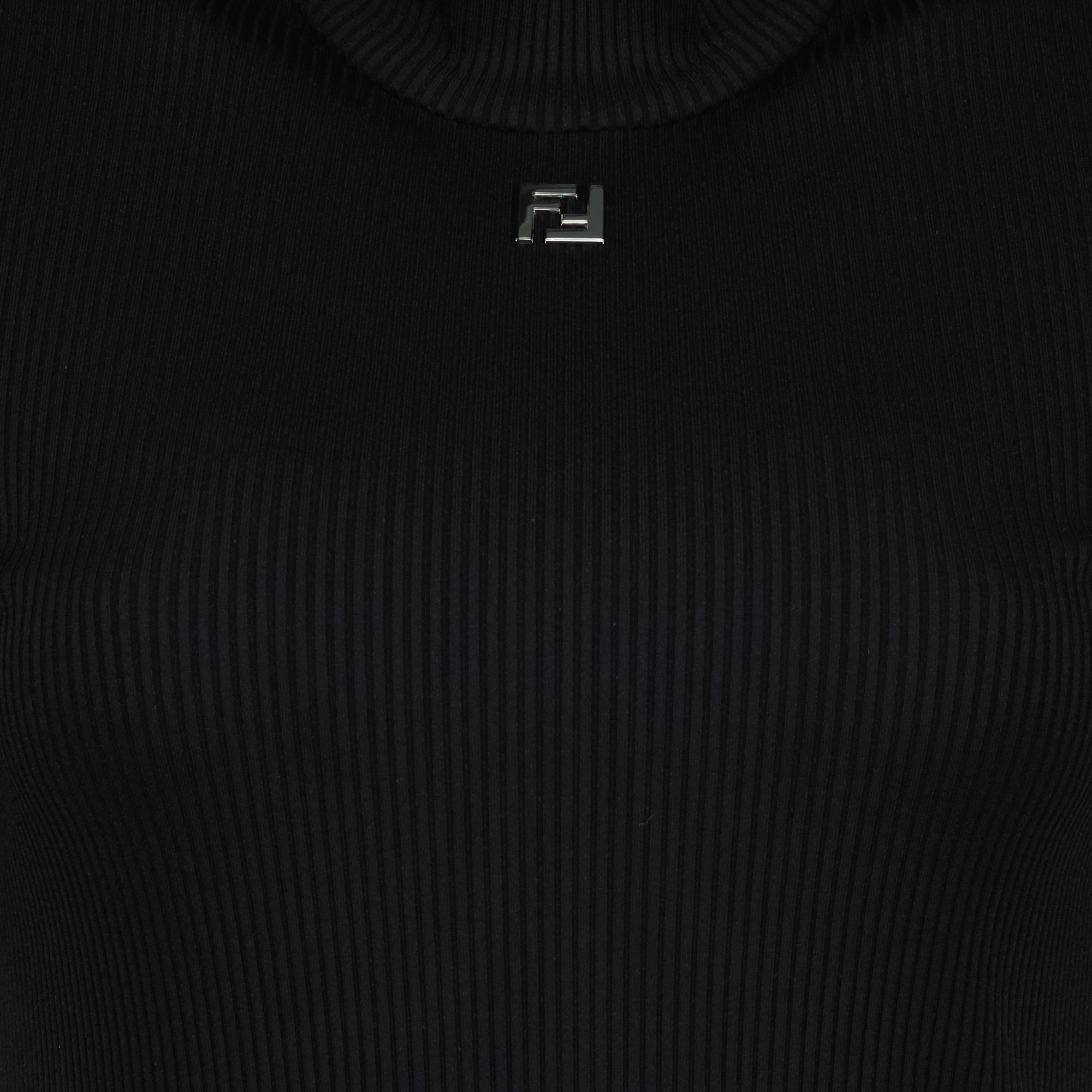 Fendi turtleneck sweater, black ribbed knit, luxury menswear, 2024 Spring-Summer, high-end fashion