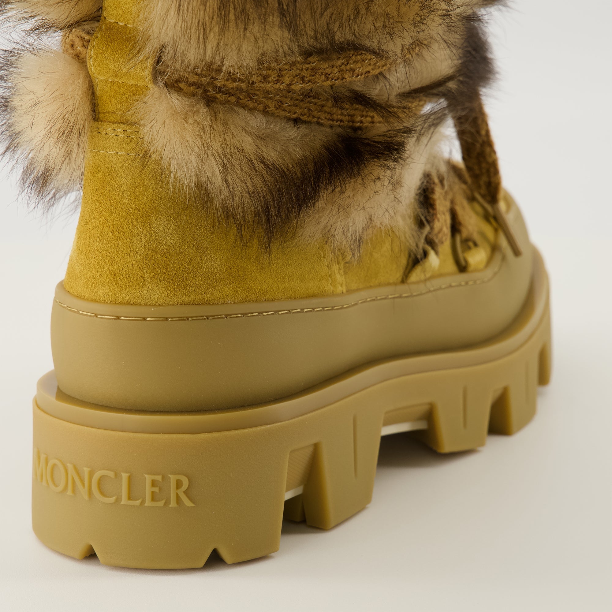 Moncler boots, shearling footwear, brown suede boots, winter shoes, women's boots