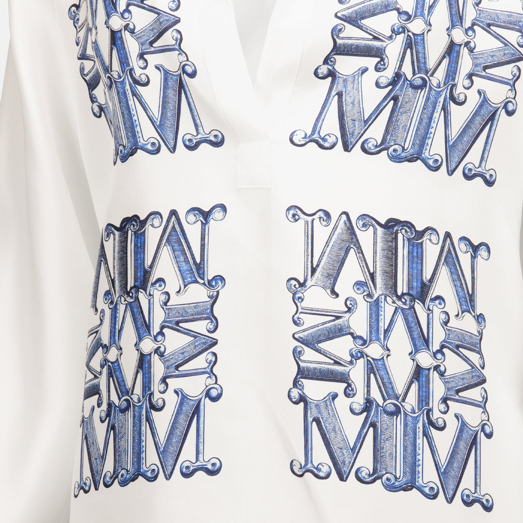 White Silk Shirt with Max Mara Print