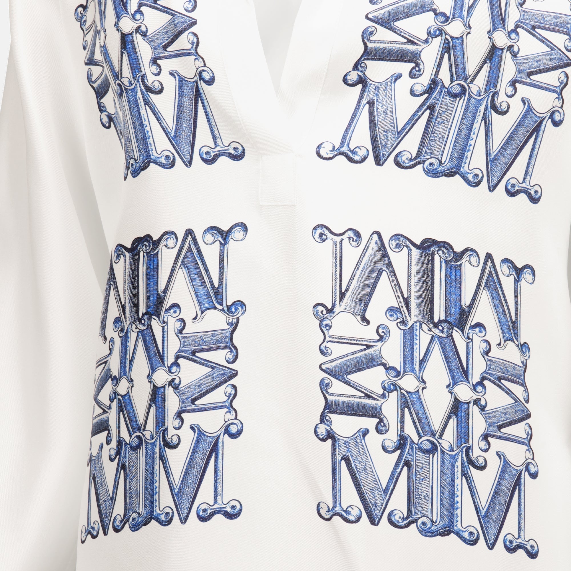 White Silk Shirt with Max Mara Print