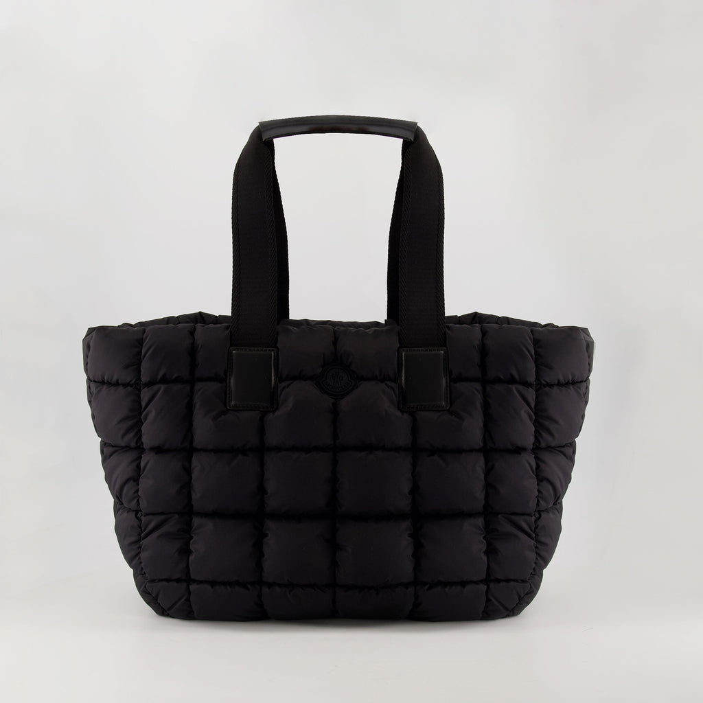 Moncler Cabas Caradoc, black nylon handbag, luxury accessories, waterproof handbag, modern women's bag