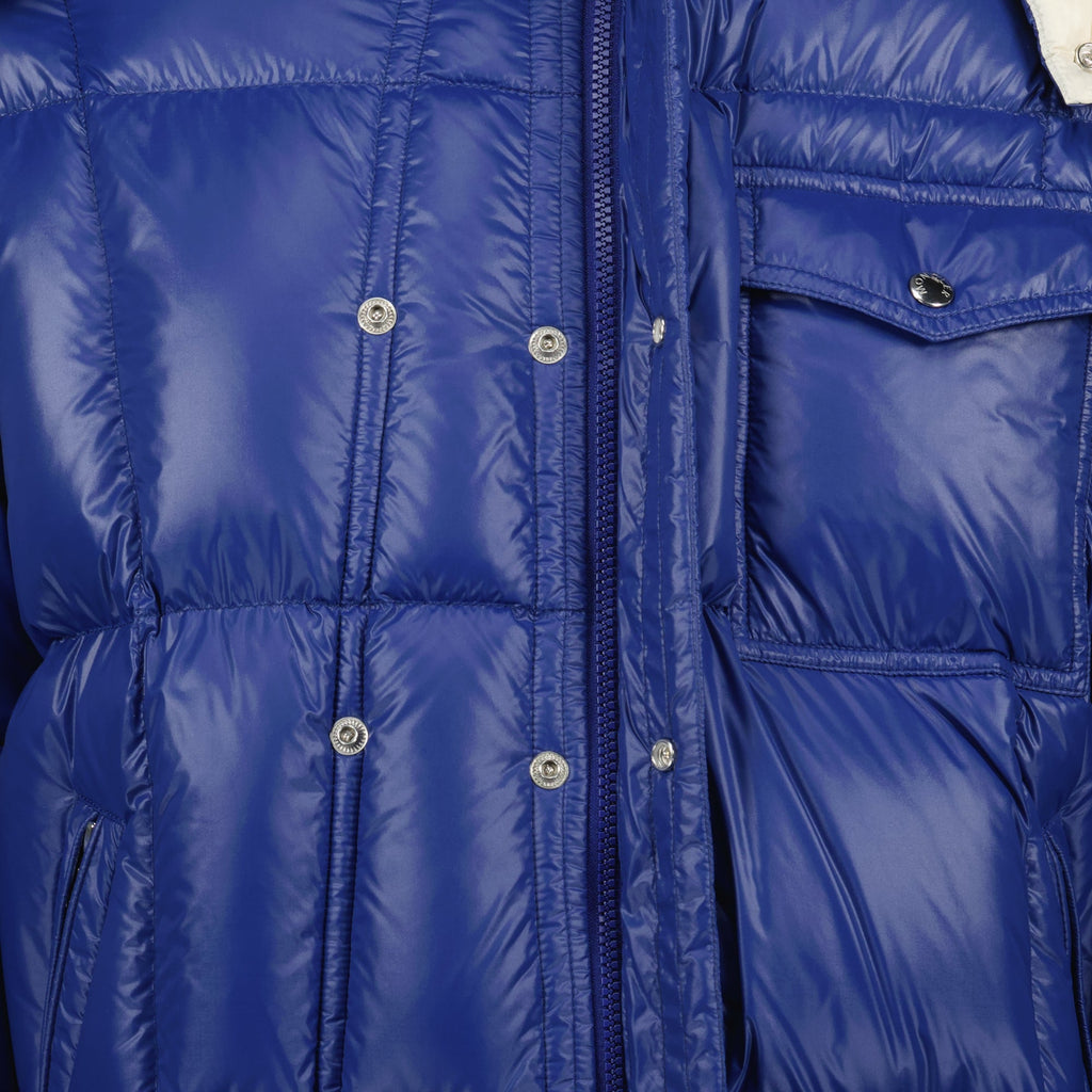 Moncler Serfanto jacket, blue down jacket, nylon jacket, removable hood jacket, luxury outerwear