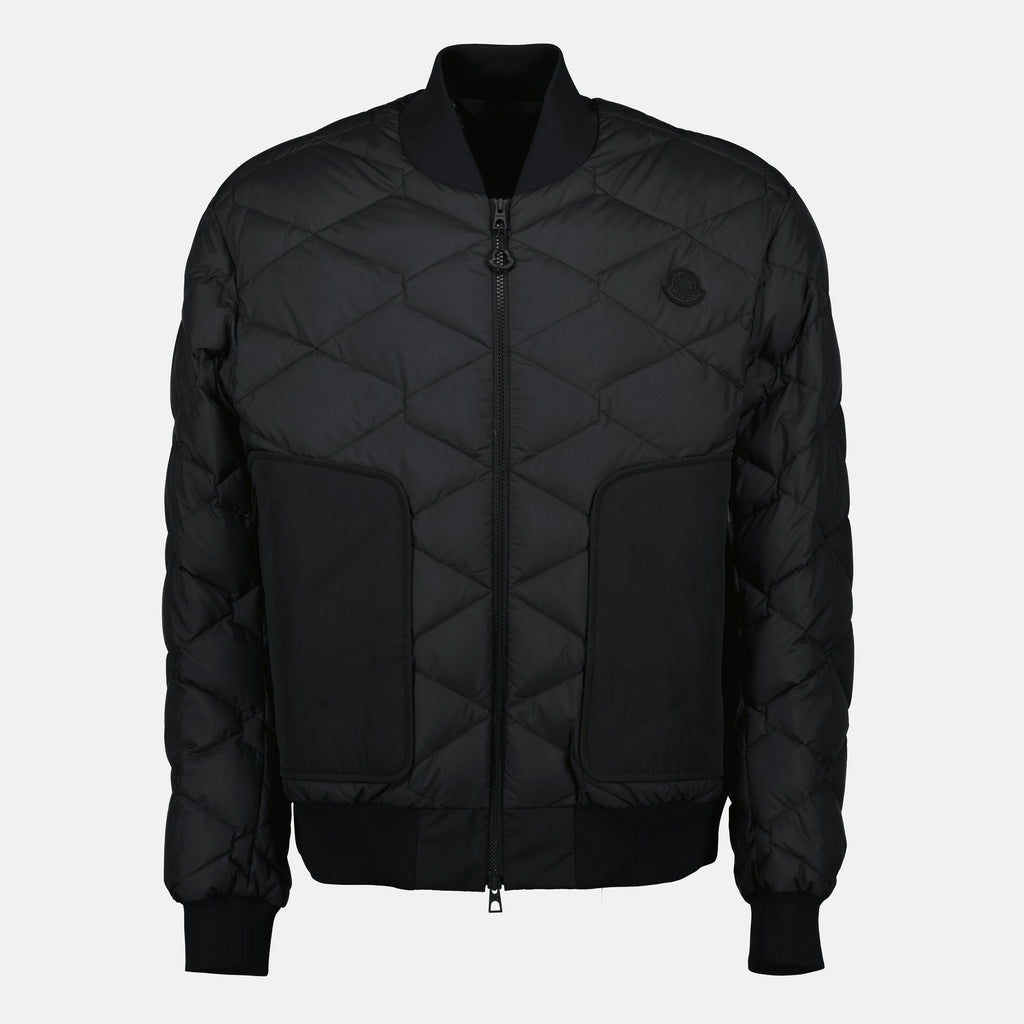 Moncler bomber jacket, down insulation jacket, black bomber coat, men's outerwear, premium polyester jacket