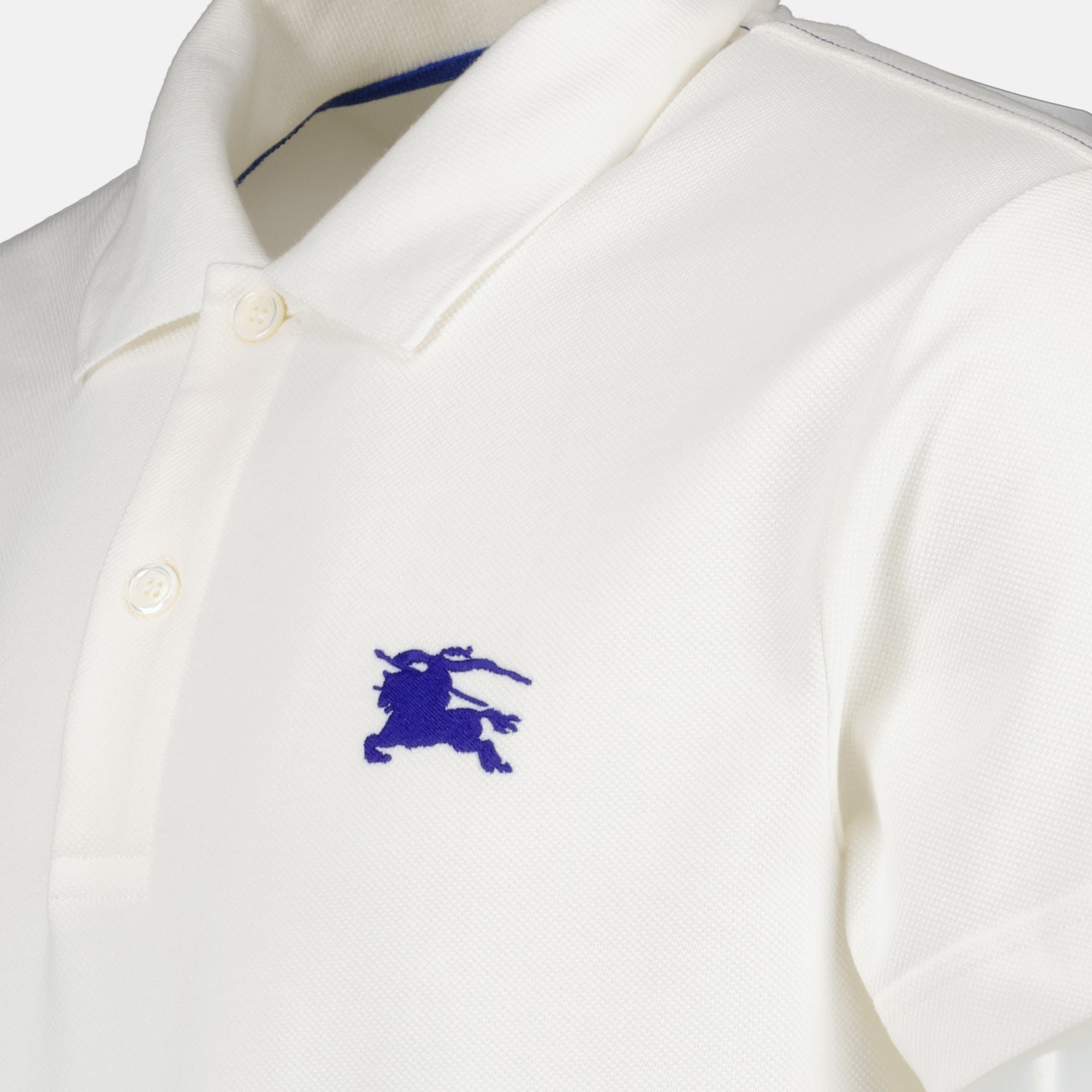 White Polo Shirt with Rider Embroidery