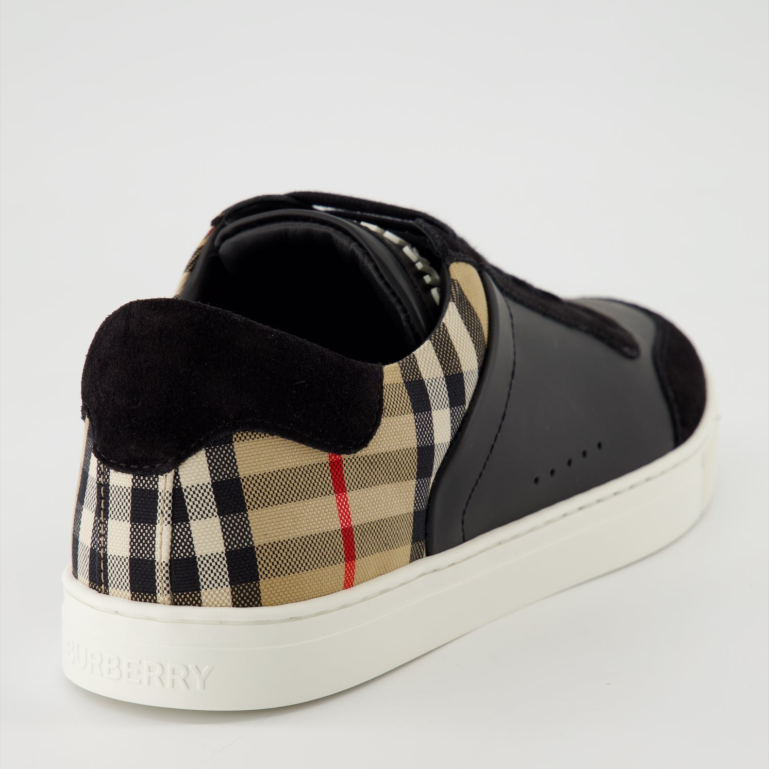 leather sneakers, suede sneakers, Burberry shoes, luxury footwear, black sneakers