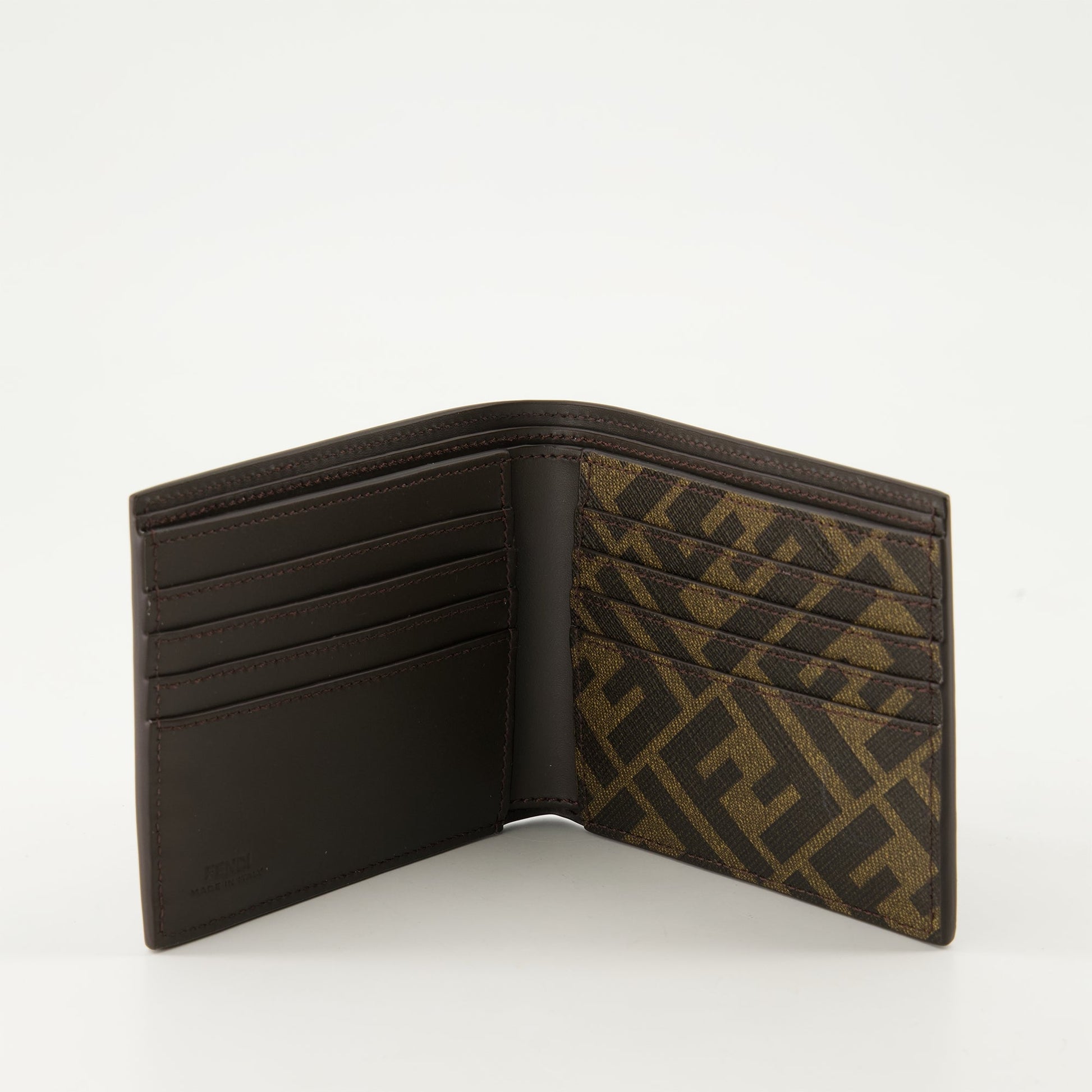 Fendi wallet, compact leather wallet, brown leather wallet, luxury accessories, designer wallet