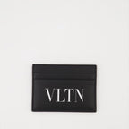Valentino Garavani, leather card holder, luxury accessories, VLTN collection, black and white card holder