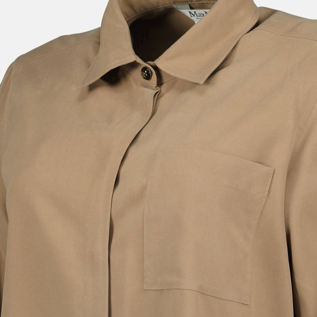 マックスマーラの女性用ブラウンシルクシャツの画像 - シーズン春夏2026 - 詳細ビュー1