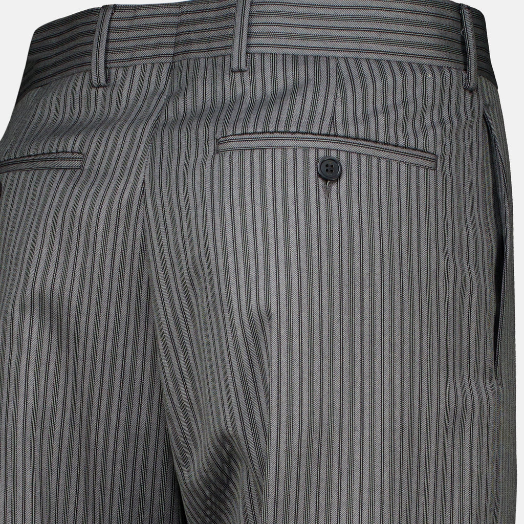 Grau gestreifte, taillierte Hose