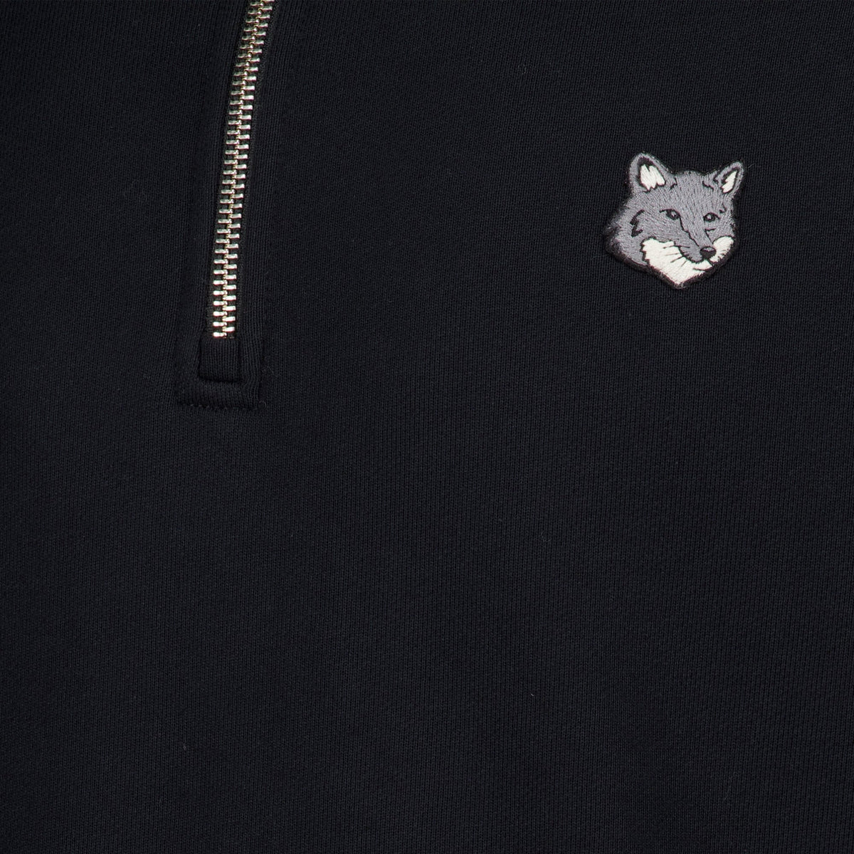 Felpa Nera con Zip - Maison Kitsuné