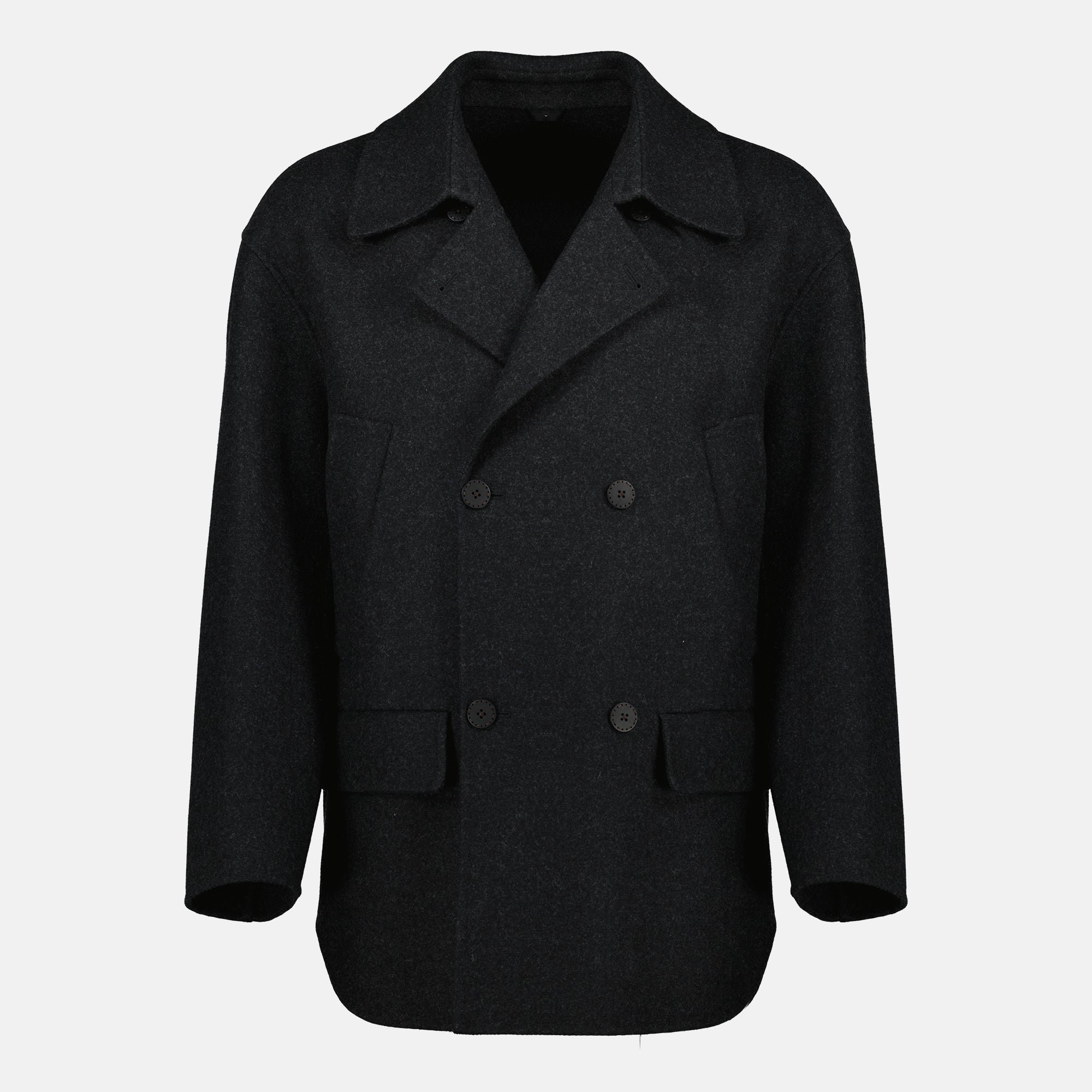 grey wool coat, Fendi coat, Autumn Winter 2025, designer outerwear, men's fashion