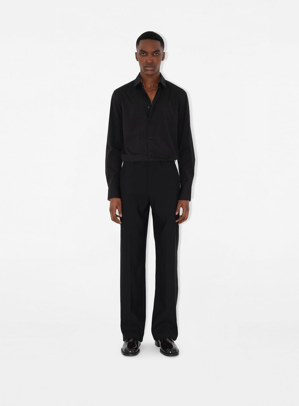 Burberry black shirt, luxury men's shirt, classic black shirt, high-end men's fashion, designer men's clothing