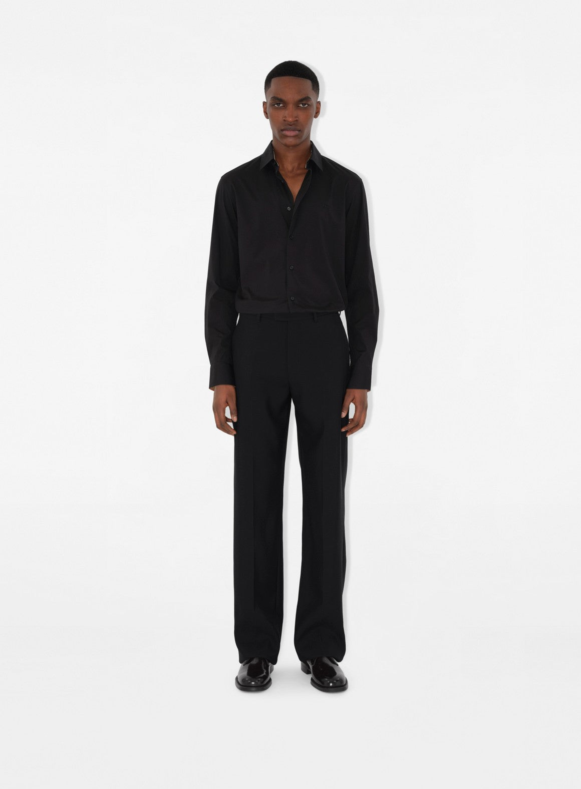 Burberry black shirt, luxury men's shirt, classic black shirt, high-end men's fashion, designer men's clothing