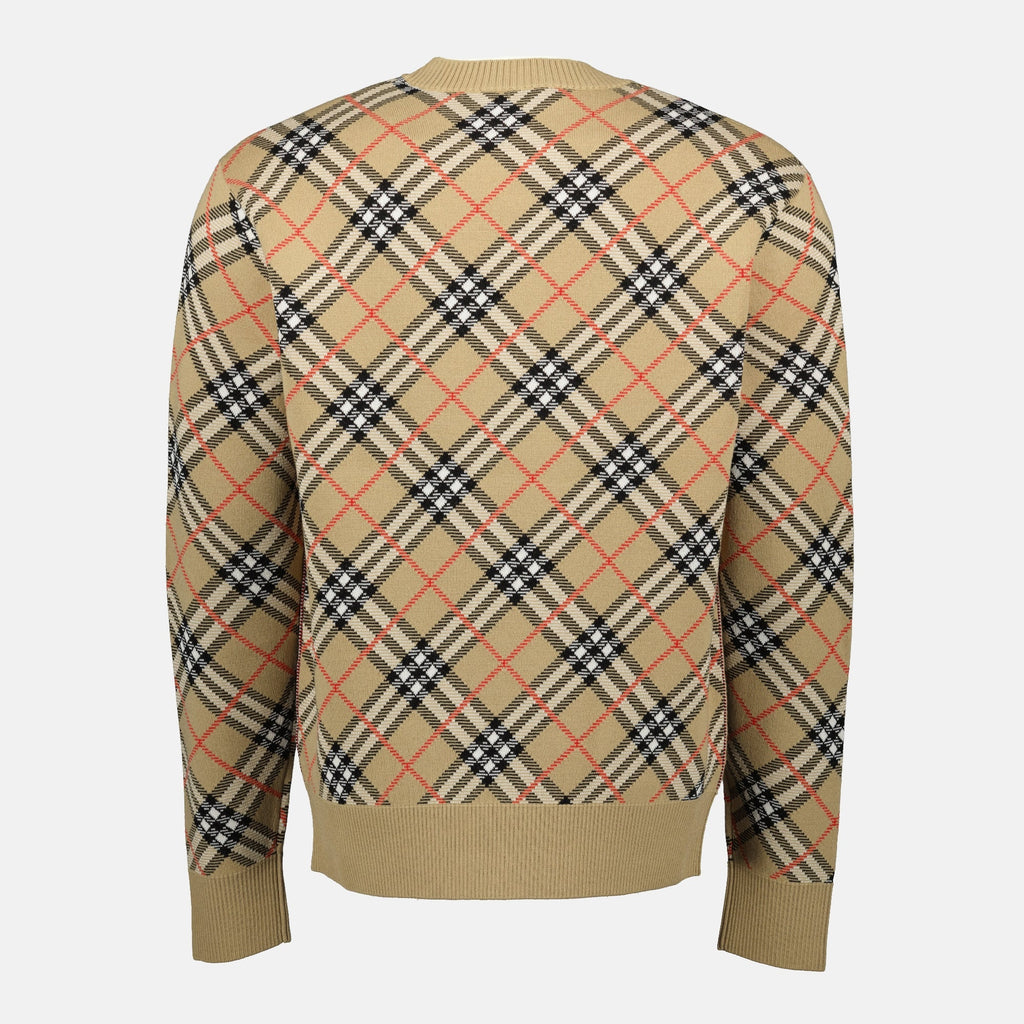 Imagen del suéter de lana a cuadros de Burberry para hombres - Temporada Primavera-Verano 2026 - Vista trasera