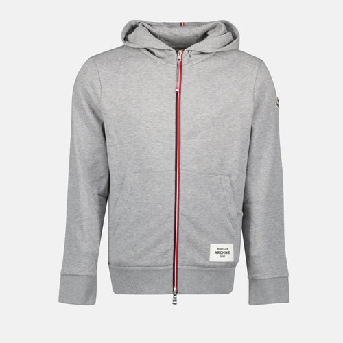 Zip-up Hoodie with Tricolor Detail