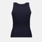 navy tank top, ribbed top, cotton tank, heart logo, casual wear