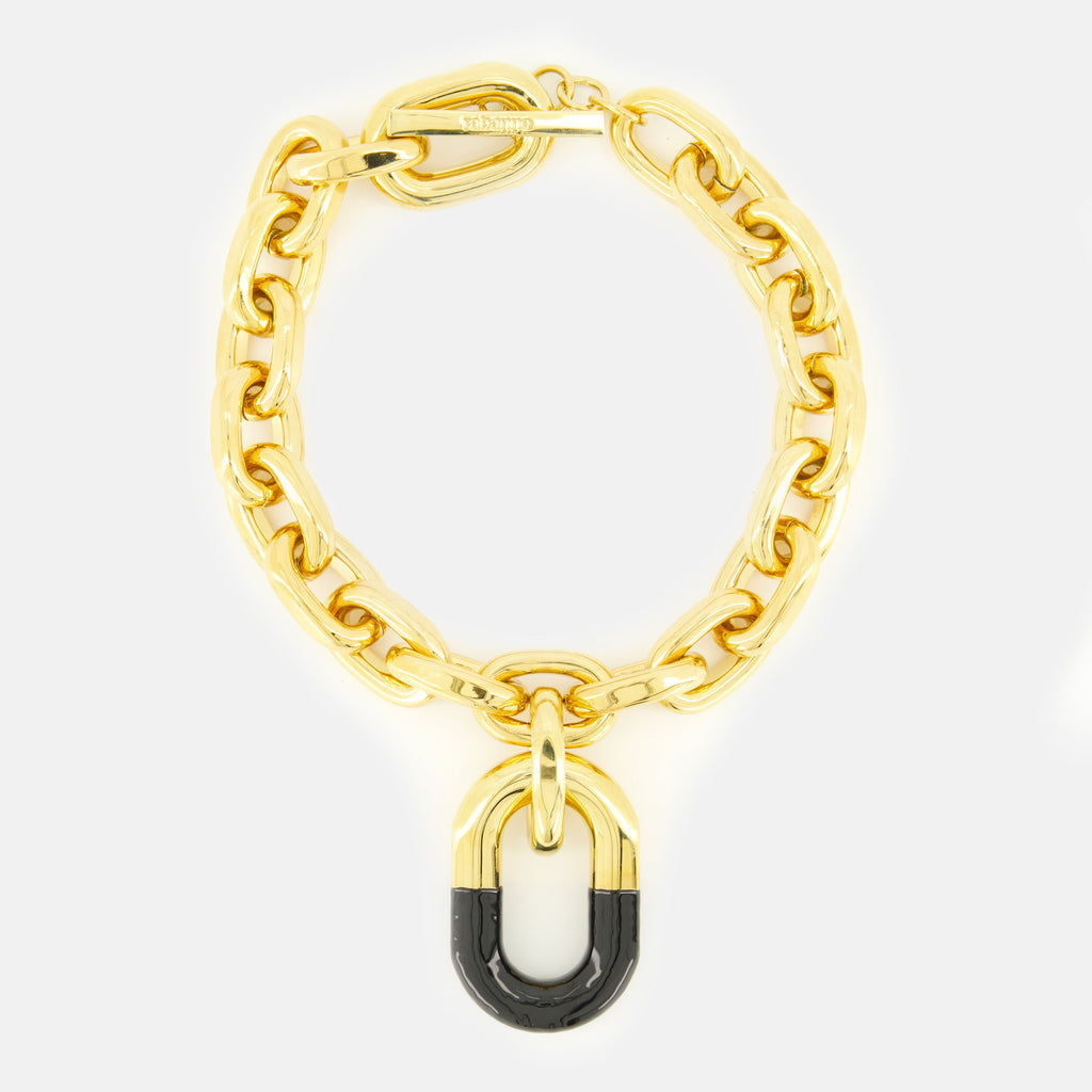 Colar XL Link Preto e Dourado